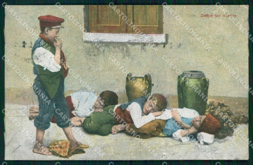 Napoli Città Costumi Scugnizzi Dolce far Niente cartolina MX6444 – fronte