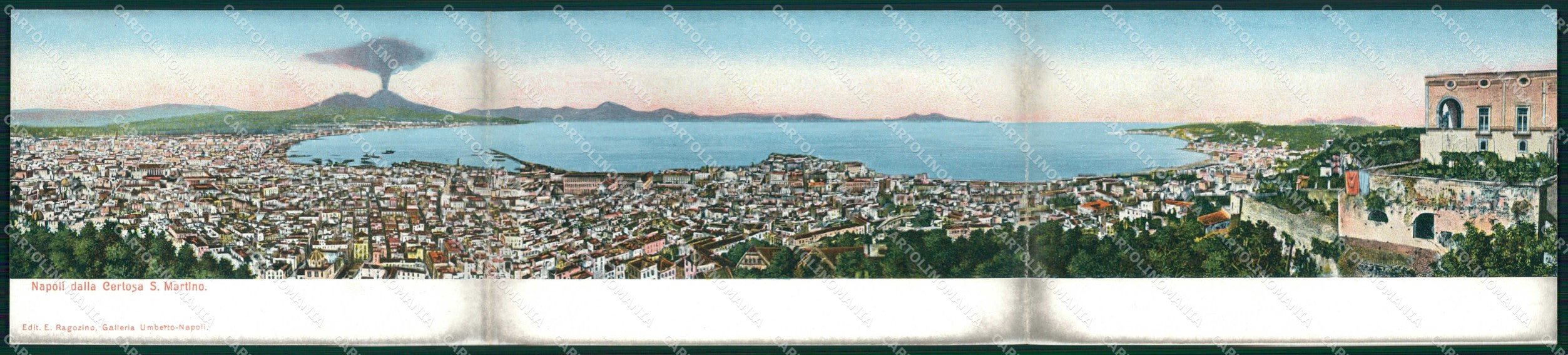 Napoli Città Veduta da Certosa San Martino Ragozino 3668 Tripla cartolina MX6508 – fronte