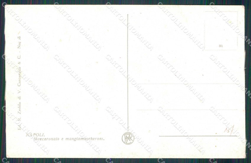 Napoli Città Mestieri Mangia Maccheroni Maccaronaio cartolina MX6807 – retro