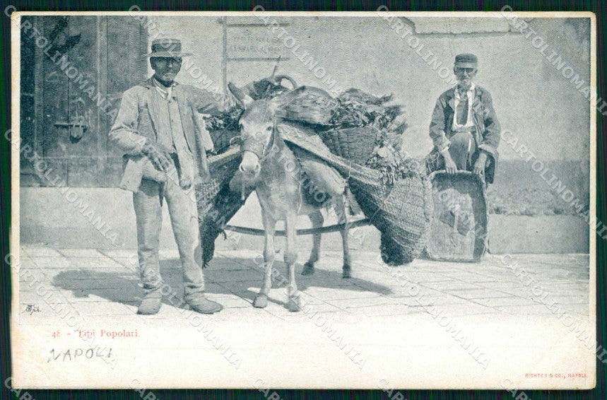Napoli Città Tipi Napoletani Asino Richter 148 cartolina MX6838 – fronte