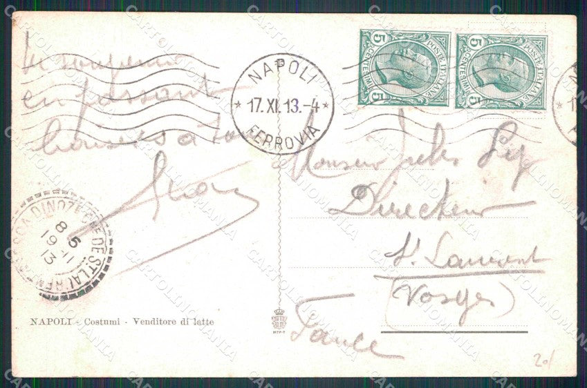 Napoli Città Costumi Venditore Latte cartolina MX6853 – retro