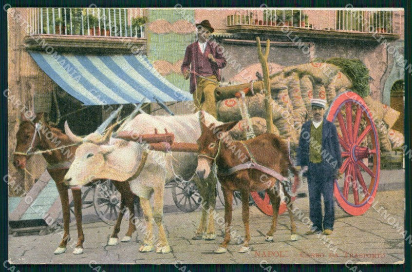 Napoli Città Costumi Carro Trasporto cartolina MX6867 – fronte