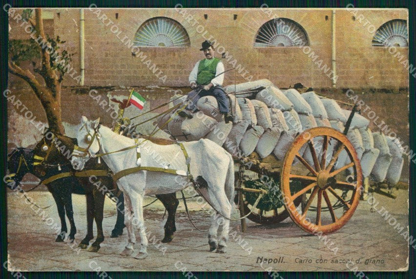 Napoli Città Costumi Carro Sacchi Grano cartolina MX6871 – fronte
