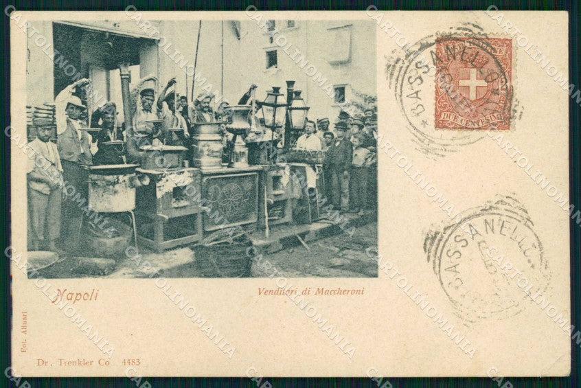 Napoli Città Costumi Venditori Maccheroni Alinari Trenkler 4483 cartolina MX6938 – fronte