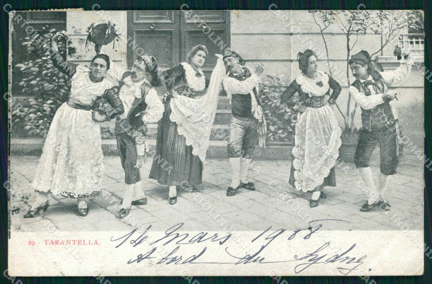 Napoli Città Costumi Tarantella Richter 29 STRAPPINO cartolina MX6941 – fronte