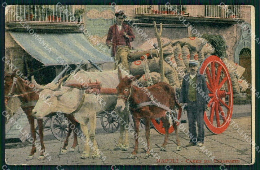 Napoli Città Costumi Carro Trasporto cartolina MX6973 – fronte