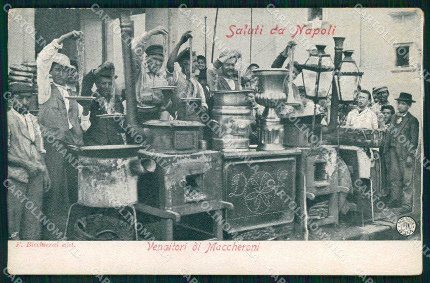 Napoli Città Saluti da Costumi Maccheronaio Alterocca 5644 cartolina MX6988 – fronte