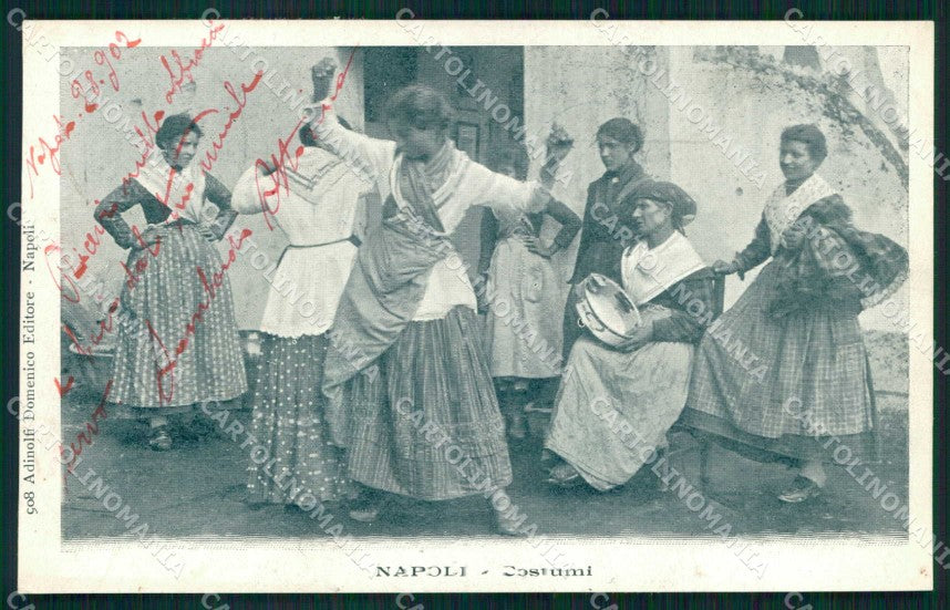 Napoli Città Costumi Tarantella cartolina MX7000 – fronte