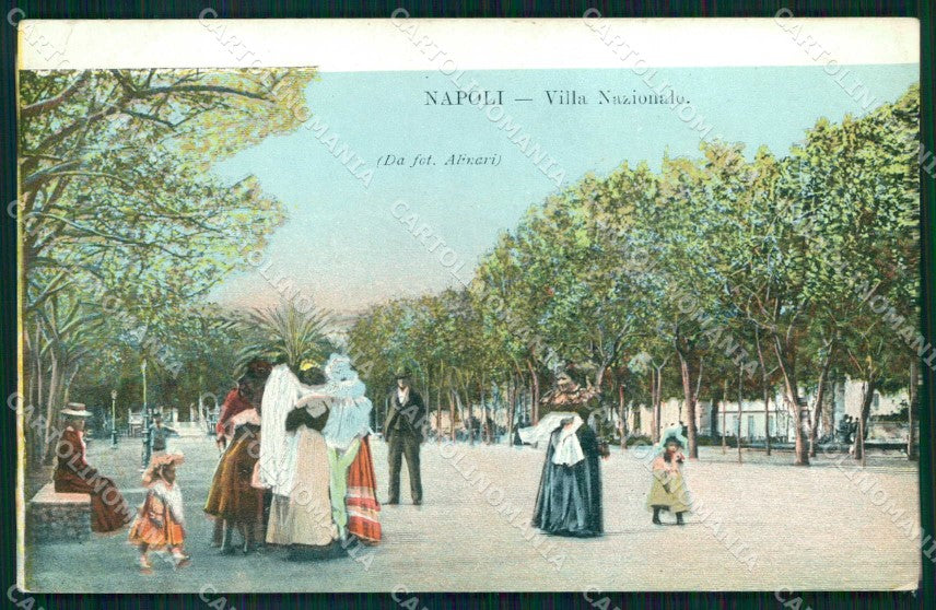 Napoli Città Costumi Villa Nazionale Alinari cartolina MX7034 – fronte