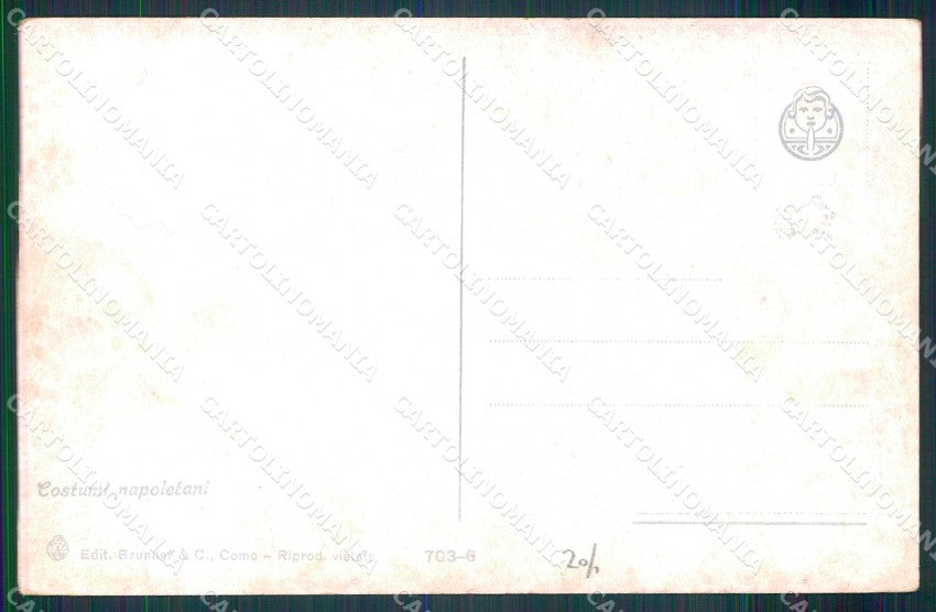 Napoli Città Costumi Carro Bue Cavallo Asino Brunner 703 6 cartolina MX7041 – retro