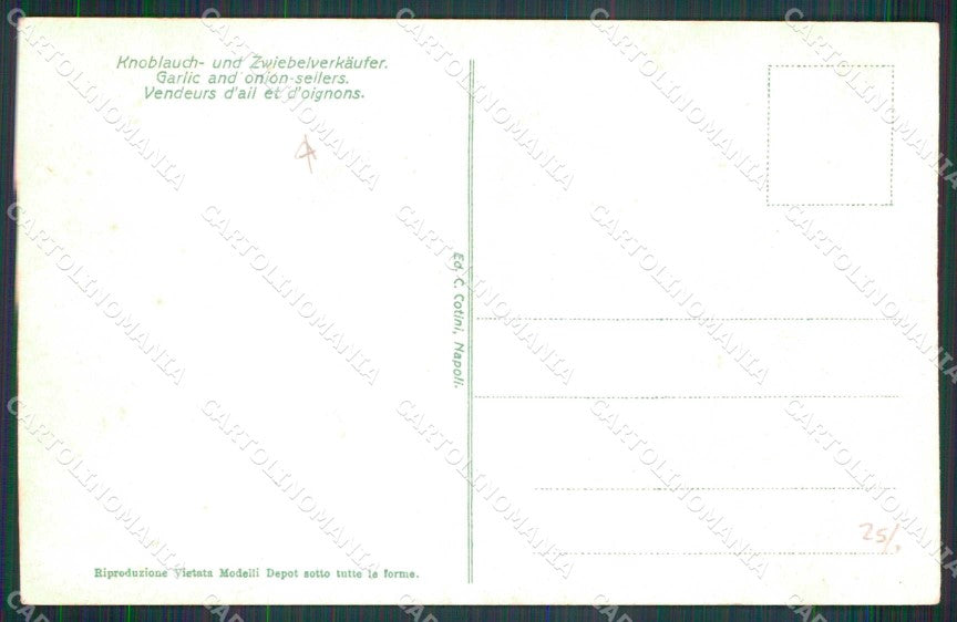 Napoli Città Costumi Venditori Aglio Cipolle cartolina MX7046 – retro
