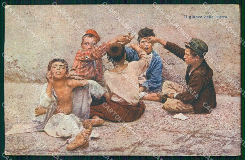 Napoli Città Costumi Scugnizzi Gioco Morra cartolina MX7054 – fronte