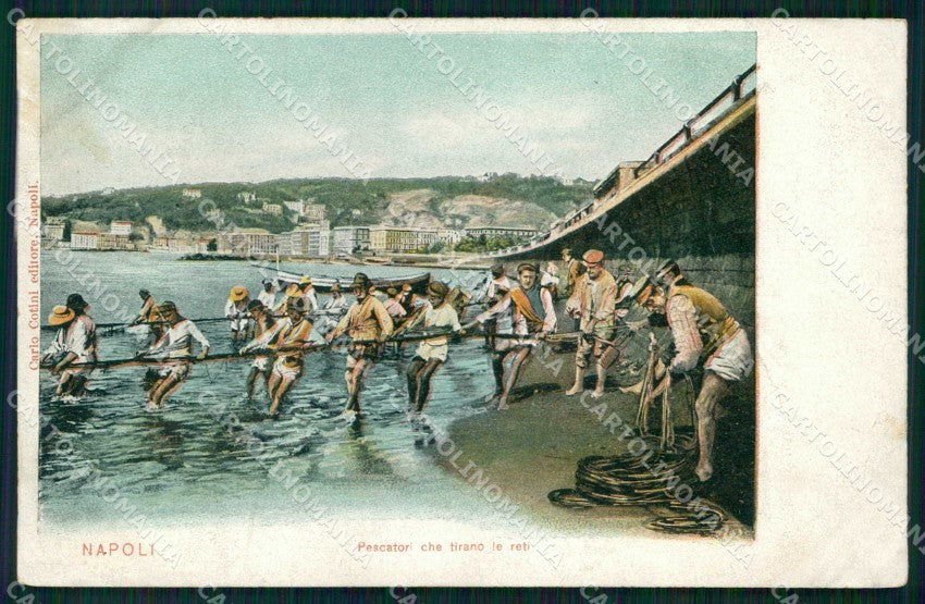 Napoli Città Mestieri Pescatori Tirano Reti cartolina MX7074 – fronte