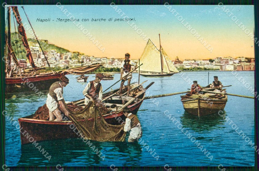 Napoli Città Mergellina Mestieri Barche Pescatori cartolina MX7076 – fronte