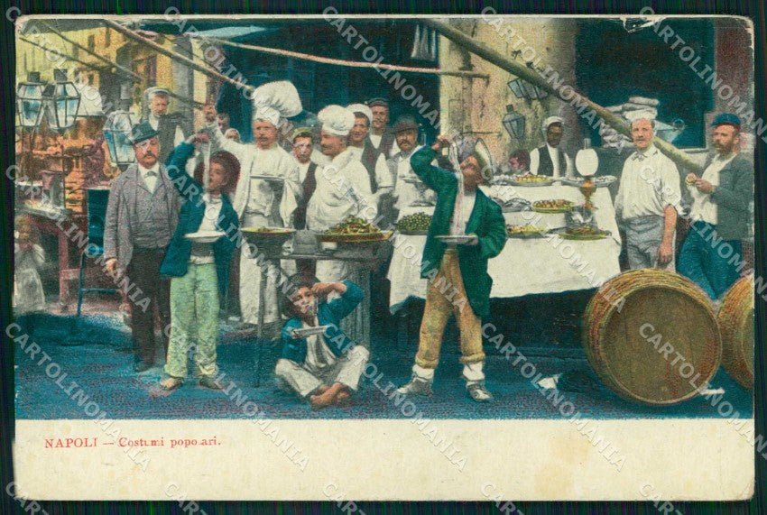 Napoli Città Costumi Maccheronai Mangia Maccheroni cartolina MX7082 – fronte