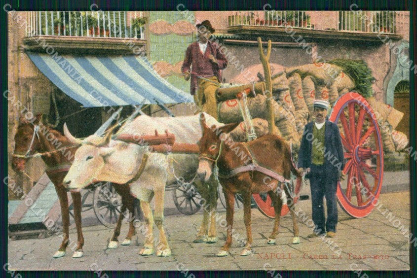Napoli Città Costumi Carro trasporto cartolina MX7086 – fronte