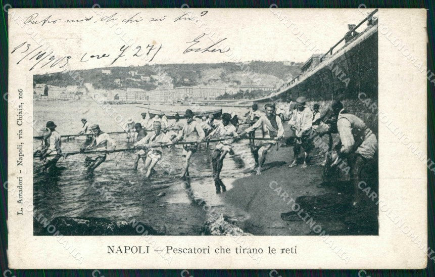 Napoli Città Mestieri Pescatori Tirano Reti cartolina MX7094 – fronte