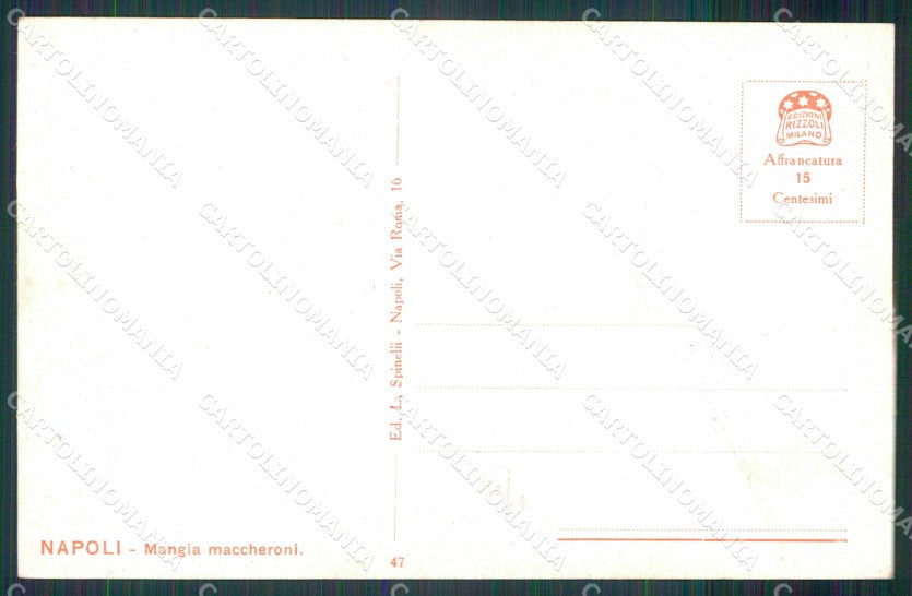Napoli Città Costumi Mangia Maccheroni cartolina MX7108 – retro