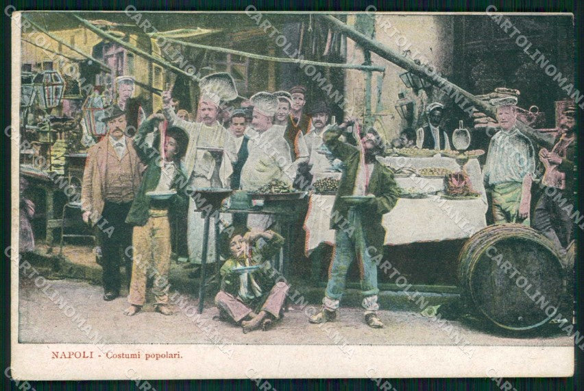 Napoli Città Costumi Mangia Maccheroni Maccheronaio cartolina MX7110 – fronte