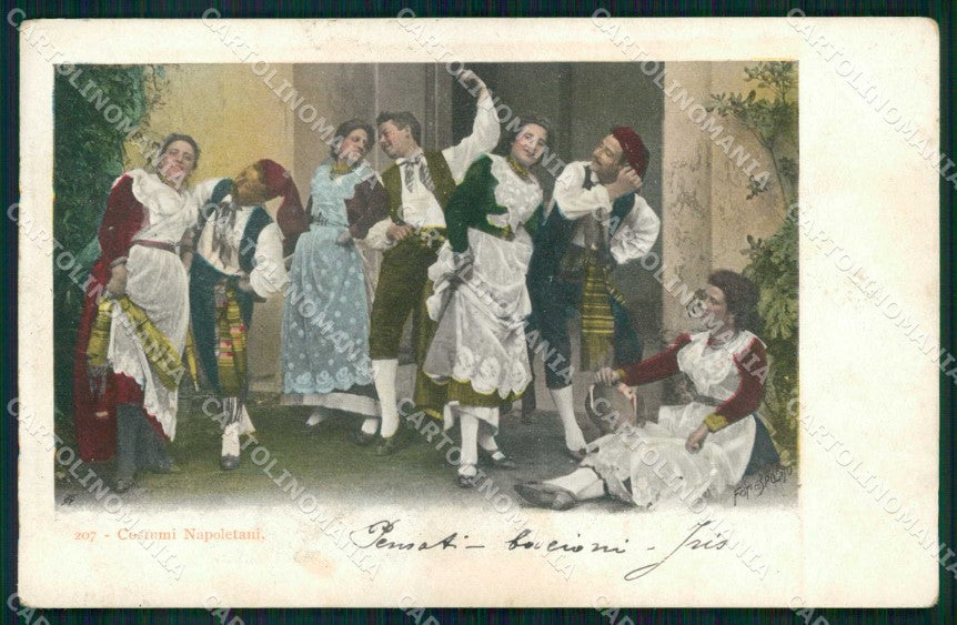 Napoli Città Costumi Tarantella Richter 207 cartolina MX7113 – fronte