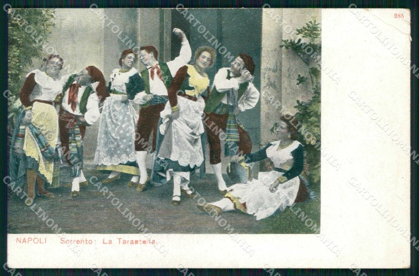 Napoli Sorrento Costumi Tarantella PIEGHINA cartolina MX7118 – fronte