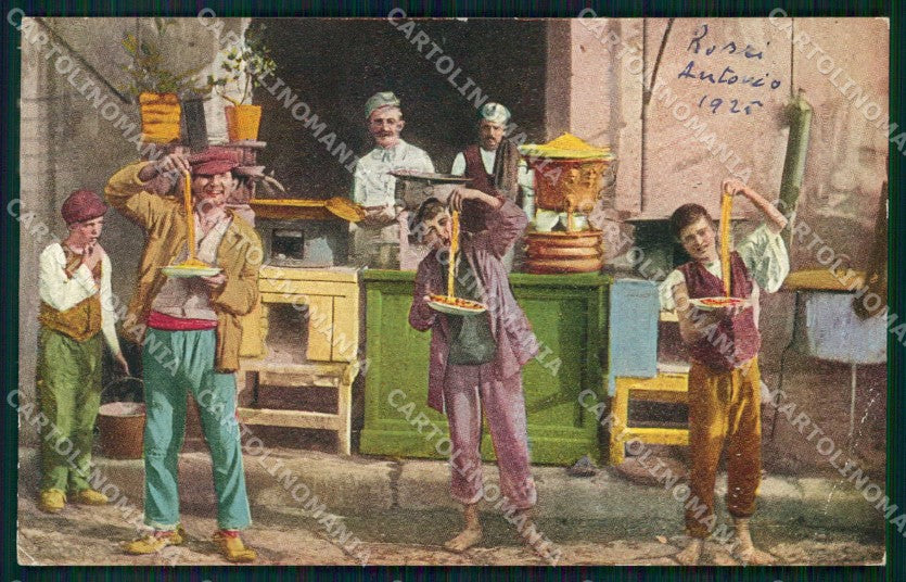 Napoli Città Costumi Mangia Maccheroni cartolina MX7132 – fronte