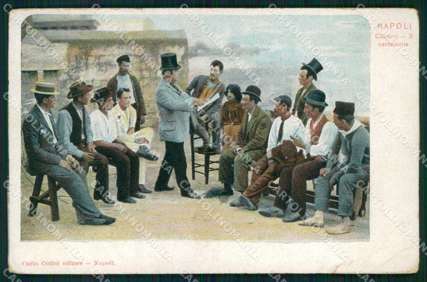 Napoli Città Costumi Cantastorie PIEGHINE cartolina MX7162 – fronte
