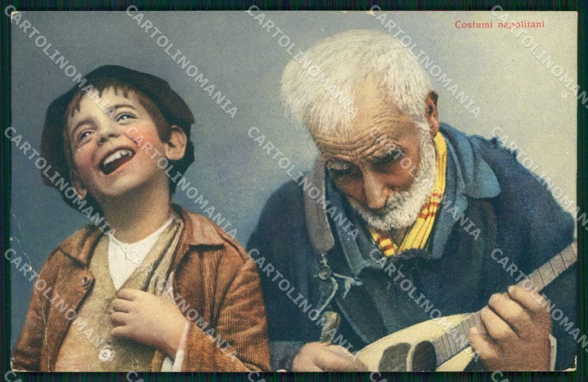 Napoli Città Costumi Serenata PIEGHINA cartolina MX7164 – fronte