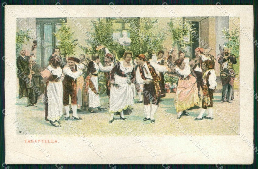 Napoli Città Costumi Tarantella PIEGHINE cartolina MX7169 – fronte