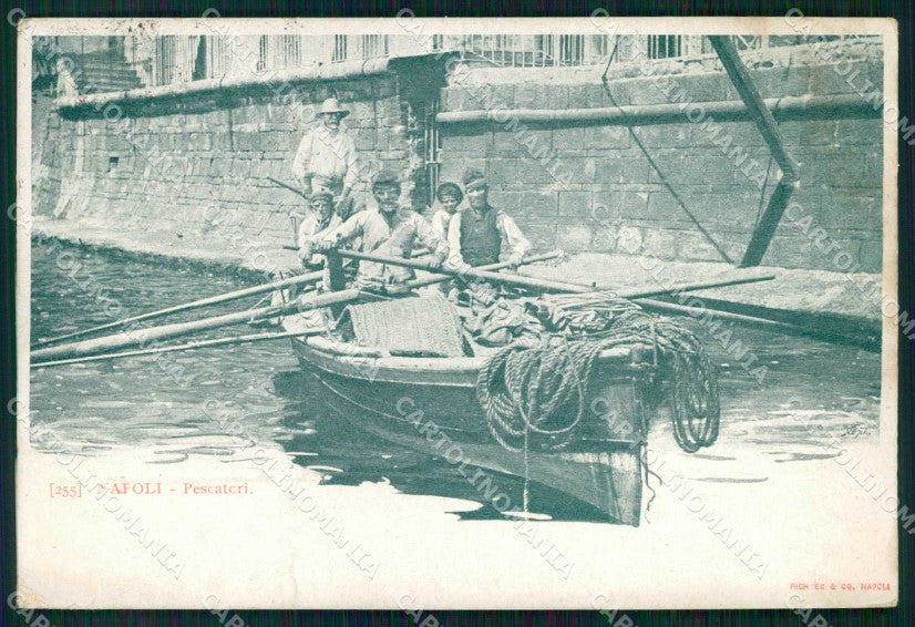 Napoli Città Mestieri Pescatori Barca Richter 255 cartolina MX7176 – fronte