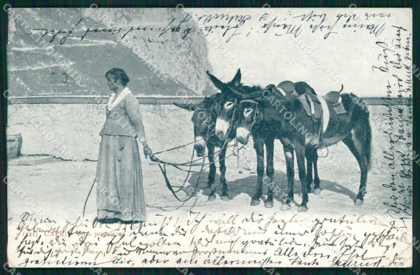 Napoli Capri Tipi Napoletani Donna Asini Richter 321 cartolina MX7177 – fronte