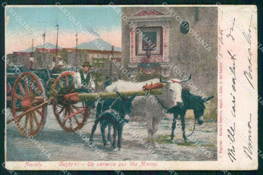 Napoli Città Costumi Carretto Via Marina Ragozino cartolina MX7223 – fronte