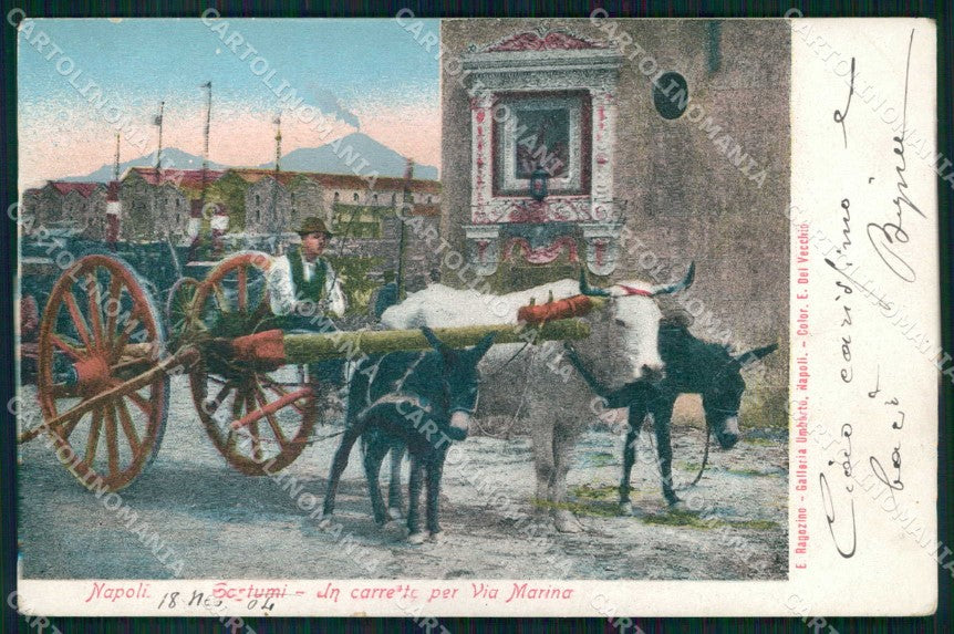 Napoli Città Costumi Carretto Via Marina Ragozino cartolina MX7224 – fronte