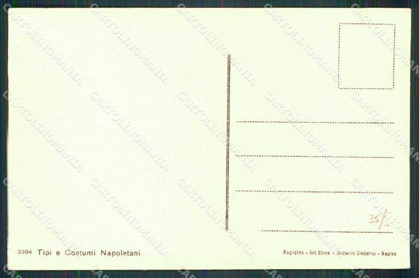 Napoli Città Costumi Tipi Napoletani Ragozino 3594 cartolina MX7227 – retro