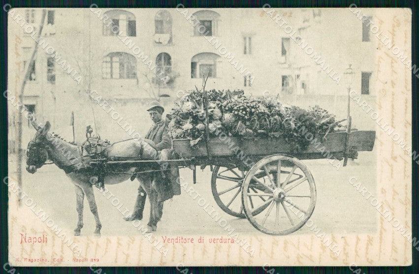 Napoli Città Costumi Ortolano Ragozino 819 TRACCE UMIDO PIEGHE cartolina MX7232 – fronte