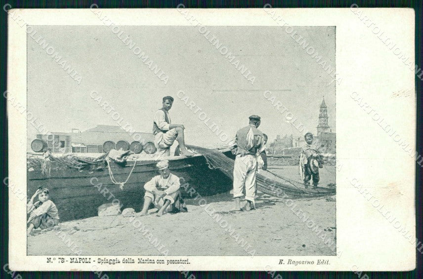 Napoli Città Costumi Spiaggia Marina Pescatori Ragozino 78 cartolina MX7234 – fronte