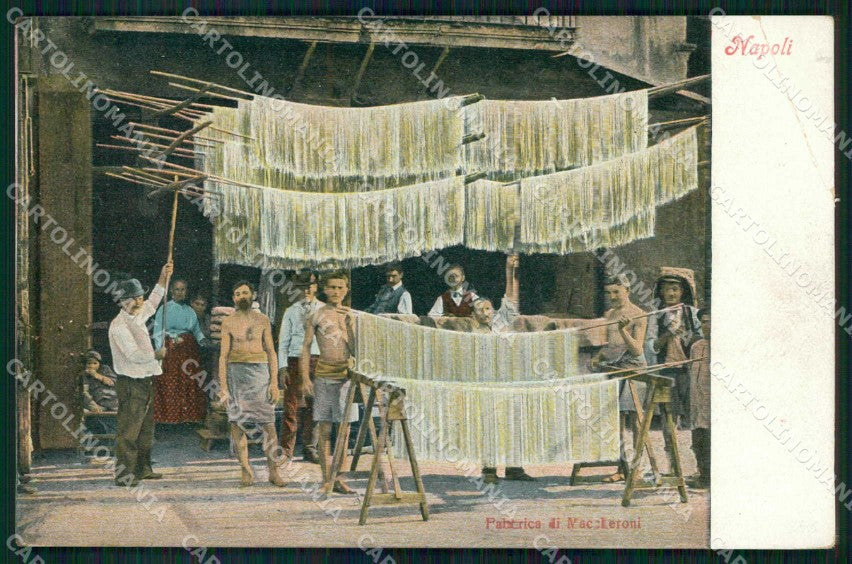 Napoli Città Costumi Fabbrica Maccheroni Ragozino 2676 PIEGA cartolina MX7252 – fronte