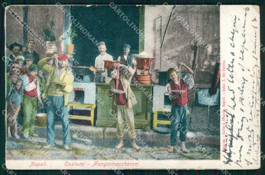 Napoli Città Costumi Mangia Maccheroni Ragozino cartolina MX7264 – fronte