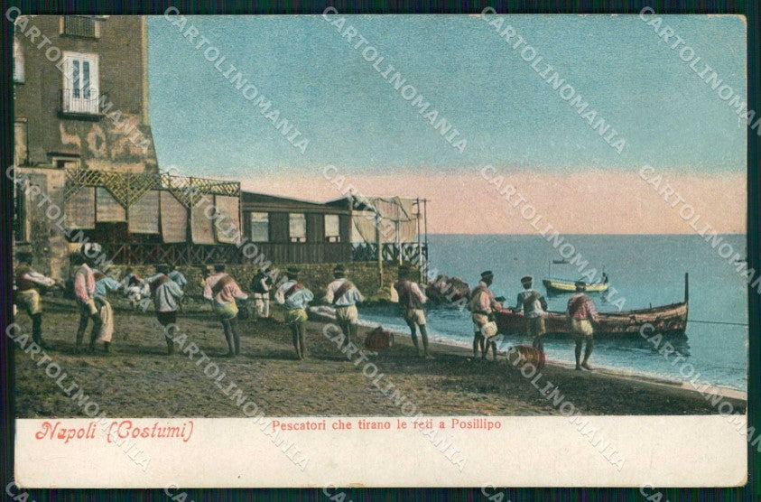 Napoli Città Costumi Pescatori Tirano Reti Ragozino 2642 cartolina MX7273 – fronte
