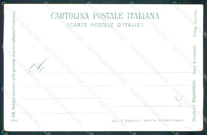 Napoli Città Costumi Barca Pescatori Ragozino 2848 cartolina MX7296 – retro