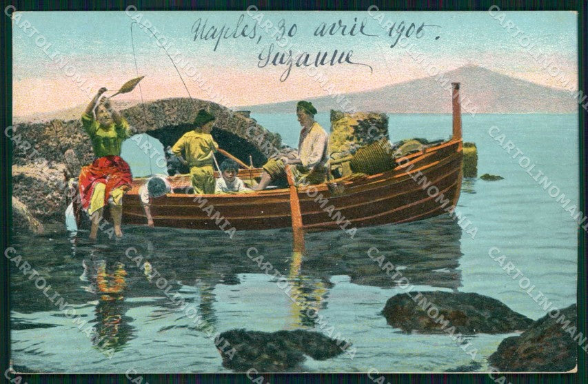 Napoli Città Costumi Barca Pescatori Ragozino 2848 cartolina MX7297 – fronte