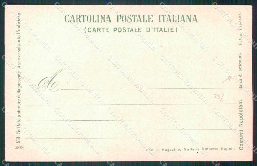 Napoli Città Costumi Barca Pescatori Ragozino 2848 cartolina MX7297 – retro