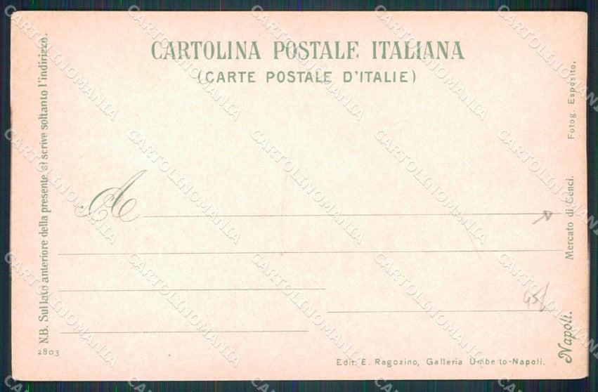 Napoli Città Costumi Mercato Cenci Ragozino 2803 cartolina MX7300 – retro