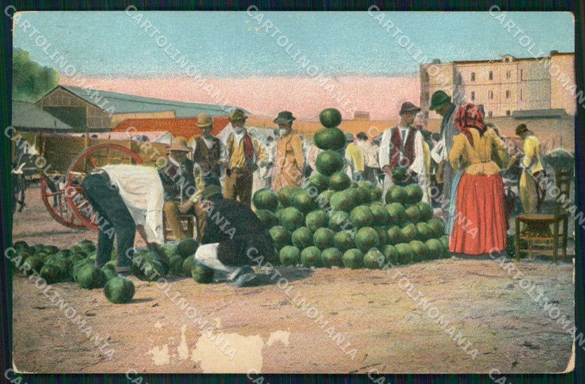 Napoli Città Costumi Mercato Cocomeri Ragozino 2782 ABRASA cartolina MX7308 – fronte
