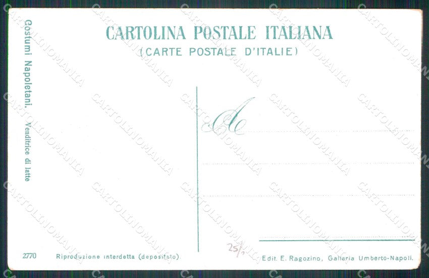 Napoli Città Costumi Venditrice Latte Ragozino 2770 cartolina MX7311 – retro