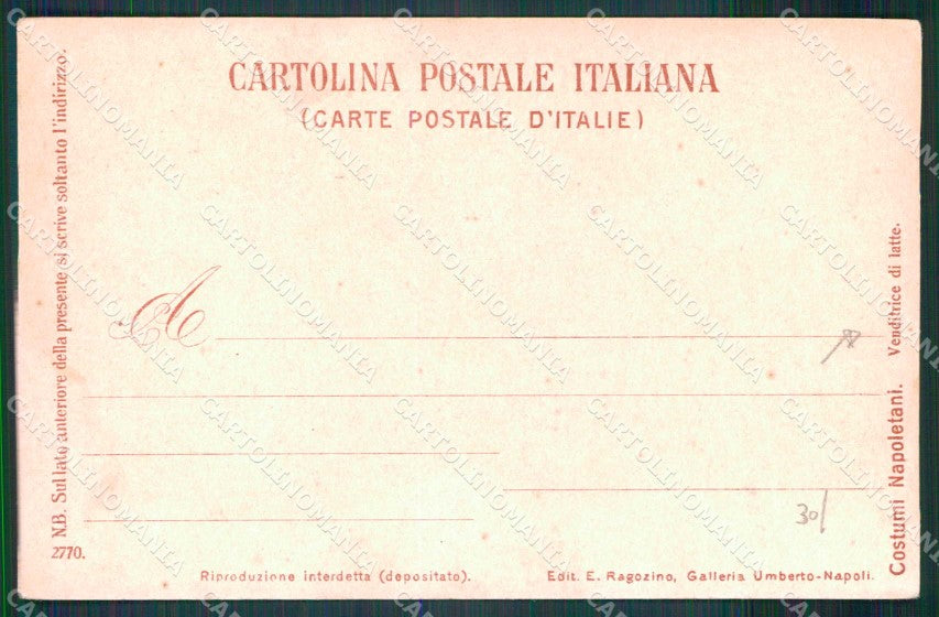 Napoli Città Costumi Venditrice Latte Ragozino 2770 cartolina MX7313 – retro