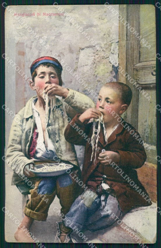 Napoli Città Costumi Mangia Maccheroni Ragozino 8334 cartolina MX7367 – fronte