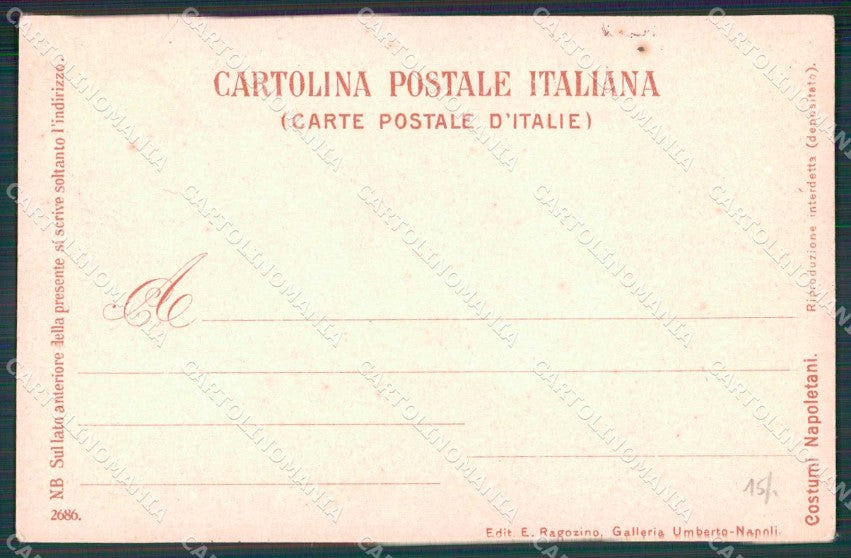 Napoli Città Costumi Tipi Napoletani Ragozino 2686 cartolina MX7385 – retro