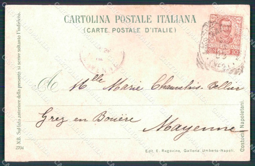 Napoli Città Costumi Tipi Napoletani Ragozino 2704 cartolina MX7387 – retro