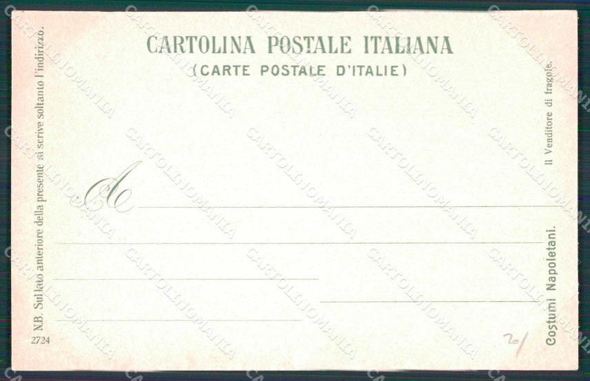 Napoli Città Costumi Venditore Fragole Ragozino 2724 cartolina MX7392 – retro